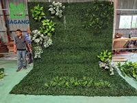 Nouvelle conception de panneaux muraux artificiels de style jungle, plantes vertes verticale, mur de gazon vert pour la décoration de la maison