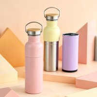Bouteilles d'eau isothermes en acier inoxydable avec couvercle à poignée, anti-fuite, pour le camping, à ouverture large