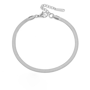 Pulsera plana de serpiente de acero inoxidable 316L de alta calidad de diseño clásico, tobillera de cadena de acero de titanio - Product Image 4