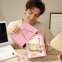 Ensemble de tasses roses tendance TikTok, peintes à la main, en céramique, avec sac cadeau pour les faveurs de mariage, la Saint-Valentin
