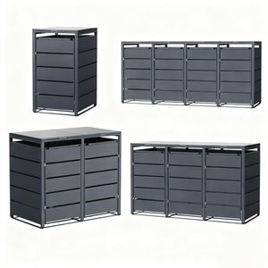 אשפה חיצוני פלדה יכול אחסון פח אשפה גינה כיסוי פח חיצוני גלגלים מסכל גלגלים עם 2 <span class=keywords><strong>bin</strong></span> - Product Image 1