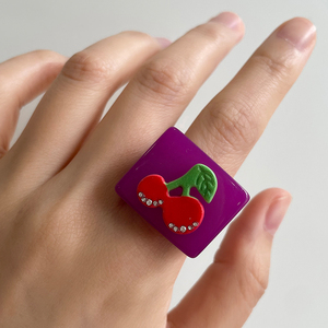 Fashion Summer Y2K Fruit Zircon <strong>Ring</strong> Women Girls Candy Color <strong>Thick</strong> Chunky Resin <strong>Ring</strong> for Women - Product Image 6