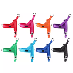 Ensemble de collier de gilet de harnais de chien de formation passepoil réfléchissant pour sans traction Nylon petit rembourré Durable réglable - Product Image 4