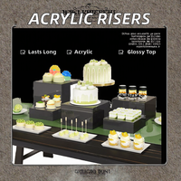 Acrylique 5PCS Noir Carré Cube Présentoirs Nidification Service De Restauration Buffet Alimentaire Risers pour Mariage Hôtel Décoration De Noël