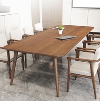 Table de Conférence Rectangulaire Moderne en Bois Massif, Design Minimaliste, Idéale pour Négociations et Salles de Formation – Vente Flash Usine