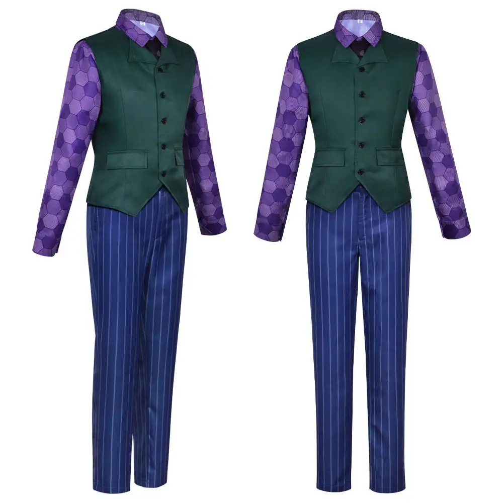 Halloween Palhaço Traje Dark Knight Heath Ledger Joker Homem Traje Com Terno Casaco Cosplay