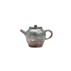 Théière vintage Leshan en céramique émaillée or et argent, <span class=keywords><strong>petite</strong></span> théière Kung Fu, théière individuelle faite à la main, bouilloire à thé - Product Image 5