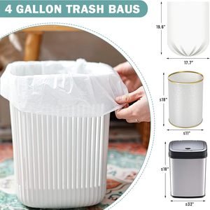 4 Gallon <b>Small</b> <b>White</b> Trash <b>Bags</b>, 100 Count Leakproof Unscented Garbage <b>Bags</b>, Disposable Mini Trash Can Liners for Bathroom - Product Image 2