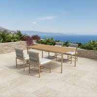 Ensemble de table et chaises de salle à manger d'extérieur moderne pour 6 personnes, mobilier de patio, structure en aluminium, table et chaises de jardin pour villa et hôtel