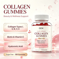 Gummies de collagène à marque privée OEM, 120 unités, avec biotine et vitamine C, saveur grenade et baies, complément alimentaire