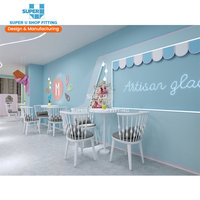 Vitrines de présentation de crème glacée rose, kiosque à jus et yaourts, vitrine de crème glacée pour l'intérieur des magasins, comptoir de présentation de crème glacée et de bubble tea