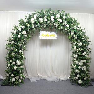 Collection <span class=keywords><strong>de</strong></span> jardin <span class=keywords><strong>de</strong></span> style floral haut <span class=keywords><strong>de</strong></span> gamme courbé luxuriant verdure artificielle ivoire blanc fleurs arc être utilisé toile <span class=keywords><strong>de</strong></span> fond <span class=keywords><strong>de</strong></span> mariage - Product Image 2