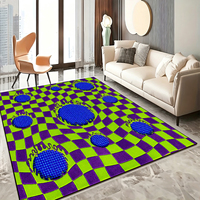 Großer Abstrakter Fließender Designer-Teppich Blau Grün Orange Kurven Statement-Teppich für Wohnzimmer Maßgefertigter 3D-Druck Alfombra Günstig