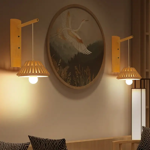 Classic LED <strong>Wall</strong> Sconce Lamp Ceiling Rattan <strong>Wicker</strong> Rustic <strong>Light</strong> for Hom Decor Handmade Art Craft Bamboo LED <strong>Wall</strong> <strong>Light</strong> - Product Image 2