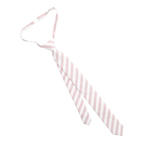 เนคไทสำเร็จรูปสำหรับนักเรียน ขายส่ง สีขาว สายรัดแน่น ปลอดภัย สีชมพูอ่อน ลายทาง ผ้าฝ้าย สำหรับเด็กชายและเด็กหญิง ระดับประถม - Product Image 1