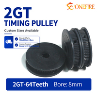 Poulie de distribution 2GT G2M 64 dents, alésage 8mm, roue synchrone GT2 noire oxydée pour courroie de 6mm, pièces d'imprimante 3D