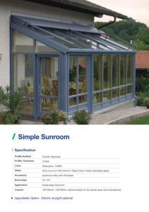 Greensee telaio di vetro 2mm di vetro 5mm in lega di alluminio lavandino Downpipe piccola pendenza luce solare semplice veranda - Product Image 3