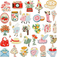 Parche de PVC bordado vintage de dibujos animados de hadas, termoadhesivo y para coser, con diseños de hongo, cámara, jarrón, fruta, cereza, tarro, para prendas, mochilas y sombreros