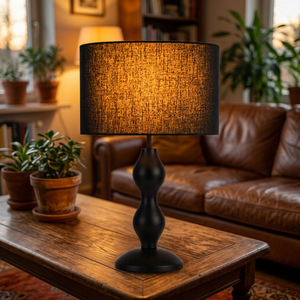 Support de lampe E27, abat-jour en tissu minimaliste et élégant avec accents en fer forgé - lampe de table décorative. - Product Image 6