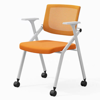 Chaise de réunion scolaire moderne en maille, extensible, pliable, avec accoudoirs réglables, pivotante, pour bureau, conférence, formation et écriture