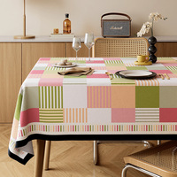 Nappe rectangulaire unie imprimée, de luxe léger et haut de gamme, anti-poussière, lavable, en tissu, pour table à manger et extérieur