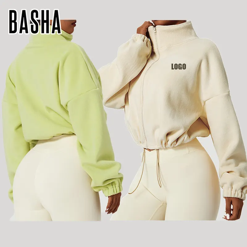 BASHA SPORTS Outdoor Sport mantel Stehkragen Fitness Sport mantel Damen Langarm Polar Fleece Reiß verschluss Sweatshirt