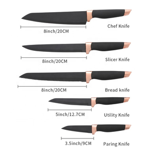 Nuovo arrivo coltello da cucina in <span class=keywords><strong>titanio</strong></span> <span class=keywords><strong>set</strong></span> di <span class=keywords><strong>coltelli</strong></span> da cucina in acciaio inossidabile con grana di damasco - Product Image 3
