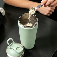 Gobelet shaker en métal réutilisable avec logo personnalisé imprimé, pour compléments nutritionnels, sport, gym, bouteille shaker en acier inoxydable pour protéines