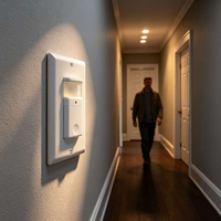 Interrupteur à détecteur de mouvement PIR intelligent sans contact Hooanke homologué ETL, portée de détection de 7,9 m, 120 V, pour utilisation dans les escaliers, les hôtels et les couloirs