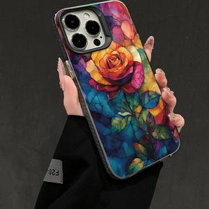 Coque <span class=keywords><strong>iPhone</strong></span> Esthétique à Motif Floral en Vitrail, Housse Artistique Colorée pour Amateurs d'Art pour <span class=keywords><strong>iPhone</strong></span> 17/16/15/14/13/12 Pro Max - Product Image 3
