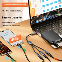 Cable de Expansión JILIAN Tipo-C 3 en 1, Adaptador USB 2.0, Convertidor Multifunción Uno a Tres, Material de Tejido, Adaptador Universal