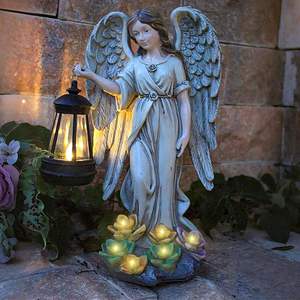 ZYLiWoo 11.6 pouces ange solaire extérieur jardin décor Statues lumière blanche chaude pour cour Art Sculptures - Product Image 4