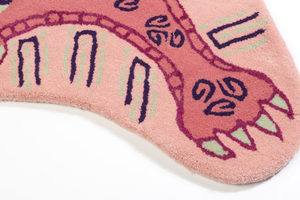 Alfombra de lana de alta gama hecha a mano con un profundo diseño animal, alfombra moderna azul para sala de estar y dormitorio. - Product Image 3