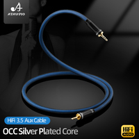 Câble audio stéréo HiFi 3,5 mm AUX OCC plaqué argent avec gaine en nylon pour connexion voiture, ordinateur, haut-parleur, ordinateur portable, casque – Mâle-Mâle