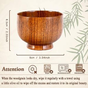 Tazones de madera YXE, 5 piezas, hechos a mano, de madera natural de jujube, redondos, para arroz, sopa, té, frutas, cereales, aptos para lavavajillas. - Product Image 2