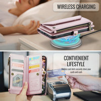 CaseMe-Étui portefeuille à bandoulière pour iPhone 16, 15, 14, 13, 12, 11, 8, 7, 6 Pro Max Plus, SE 2024