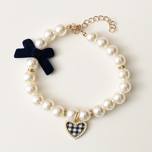 Cute <b>bow</b> cat-specific pearl necklace, pet dog collar, puppy and kitten neck brace decoration - Product Image 5