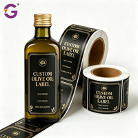 Étiquettes personnalisées pour bouteilles d'huile d'olive, autocollants en vinyle imperméables et résistants à l'huile, rouleaux avec estampage doré, taille personnalisée, qualité alimentaire