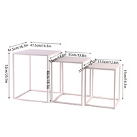 Ensemble de 3 tables d'appoint modernes empilables en fer, design gain de place pour salon, chambre, appartement et hôtel