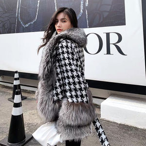 Mengjiqiuchen-blouson en laine pour femmes, avec cordon <span class=keywords><strong>de</strong></span> serrage, veste courte en fourrure <span class=keywords><strong>de</strong></span> renard, mode automne-hiver, vente en gros, QC21076 - Product Image 6