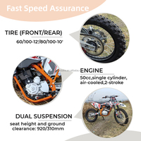 Moto tout-terrain cross de 125 cm3 à grande vitesse avec moteur 4 temps, moto cross