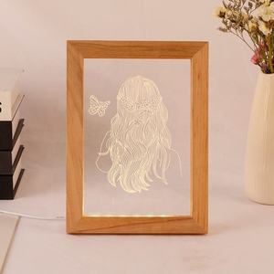 Lámpara de ilusión 3D de madera, marco de fotos personalizado, luz nocturna <span class=keywords><strong>para</strong></span> marco de fotos de madera personalizado - Product Image 1