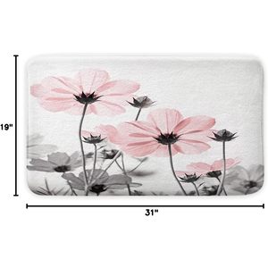 Tapis de bain fleur de marguerite mignonne Design élégant de fleurs sauvages Tapis de porte floraux uniques 19X31 pouces Tapis de salle de bain rose Style ferme - Product Image 1