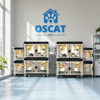Cage d'unité de soins intensifs vétérinaire avancée OSCAT avec climatisation pour grands chiens, multi-cabines séparables, système intelligent pour animaux UC-2008D