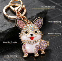 Porte-clés pendentif chat en métal plaqué or, breloque de sac mignonne en forme d'animal avec strass, style mode et dessin animé