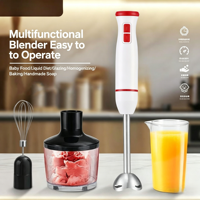 Mixeur plongeant 4-en-1, mixeur à main avec fouet, hachoir, verre doseur, mixeur électrique pour smoothies, aliments pour bébés, sauces