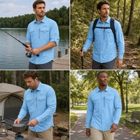 Chemise de pêche pour homme grande taille respirante à manches longues imperméable coupe-vent vert menthe UPF 50+ séchage rapide utilitaire extérieur