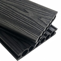 Plancher en bois composite extérieur antidérapant à rainures larges, résistant aux UV, grain de bois gaufré, pour cour