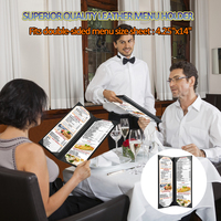 Porte-menu 4,25 x 14 pouces, couvertures de menu, style livre en cuir à double pliage, 2 vues, pour restaurants, cafés, hôtels