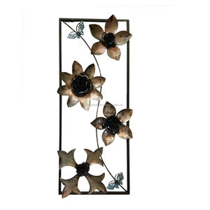 Luxury Rectangular Shape Hanging <b>Framed</b> Floral Gold Decorative Wall <b>Art</b> <b>Framed</b> Iron - Product Image 1